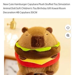 Capybara Hamburger Plush Toy - Brown, Red, Green